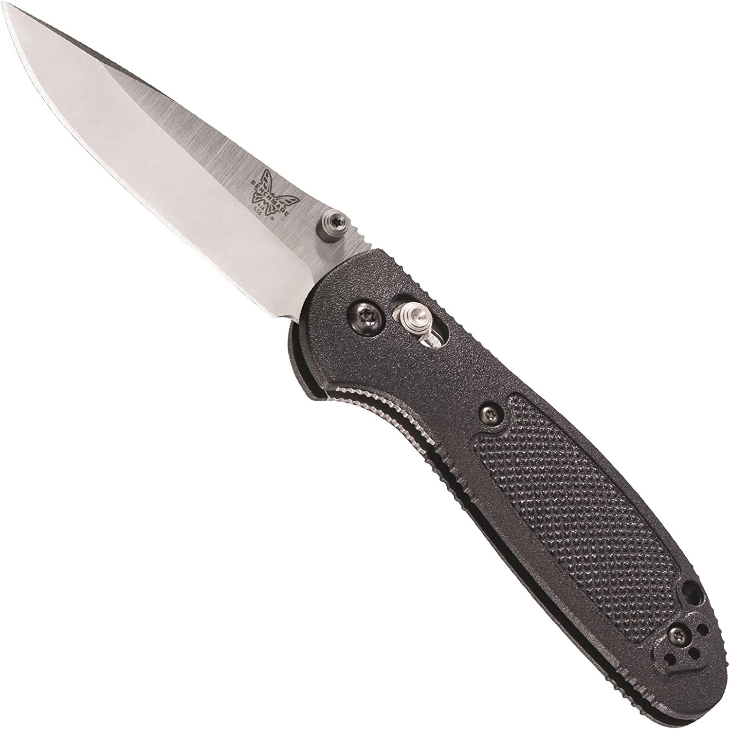 Benchmade – Mini Griptilian 556 EDC Manual Open Folding Knife Made in USA with CPM-S30V Steel, Drop-Point Blade, Plain Edge, Satin Finish, Black Handle (BKC556-S30V)