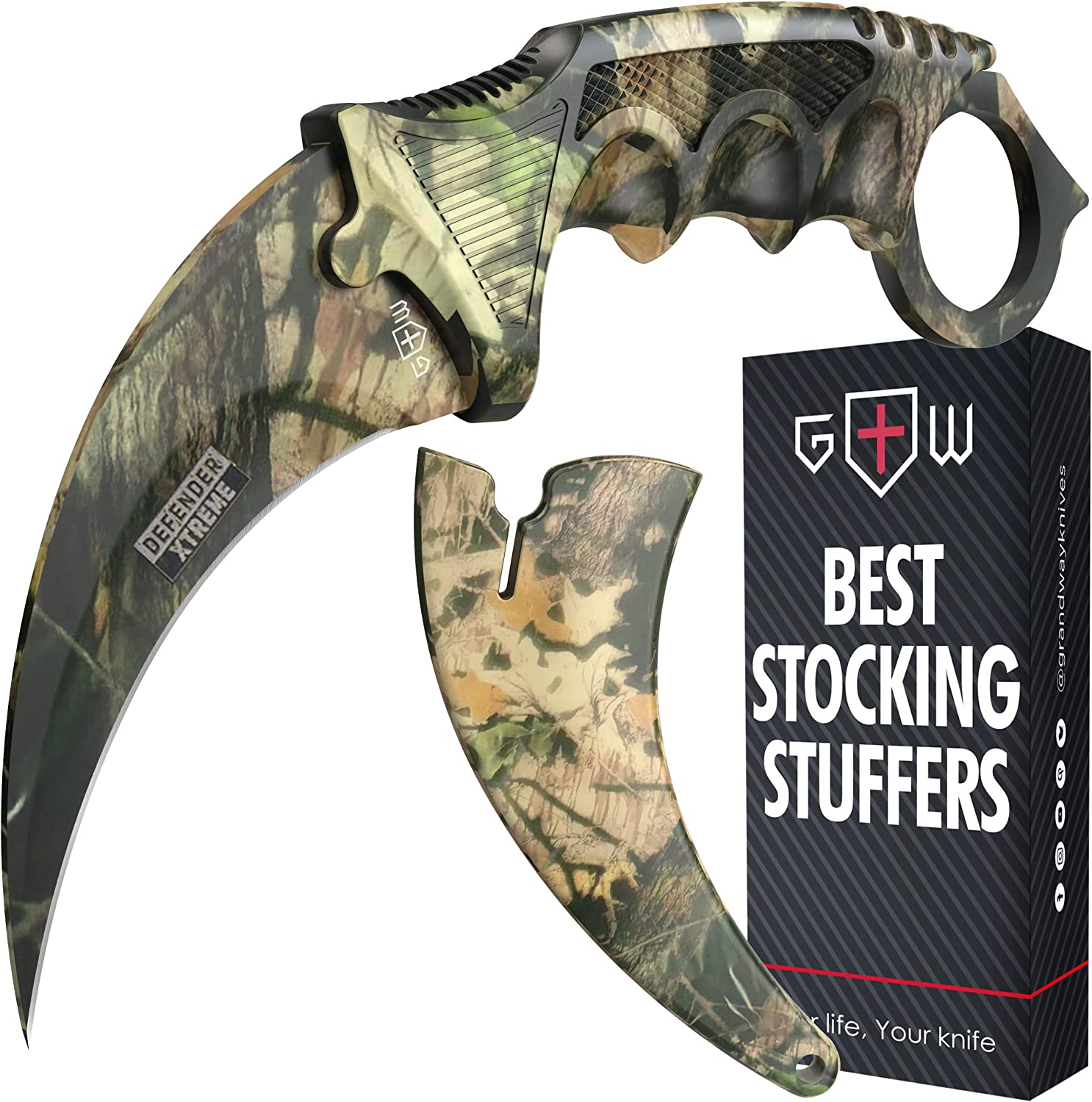 Karambit Knife – Karambit Fixed Blade Knife – Karambit Knives – CSGO Raptor Claw Knifes with Plastic Handle – Best Combat Carambit for Hunting Camping Hiking EDC for Men Women Comes with Sheath 16853