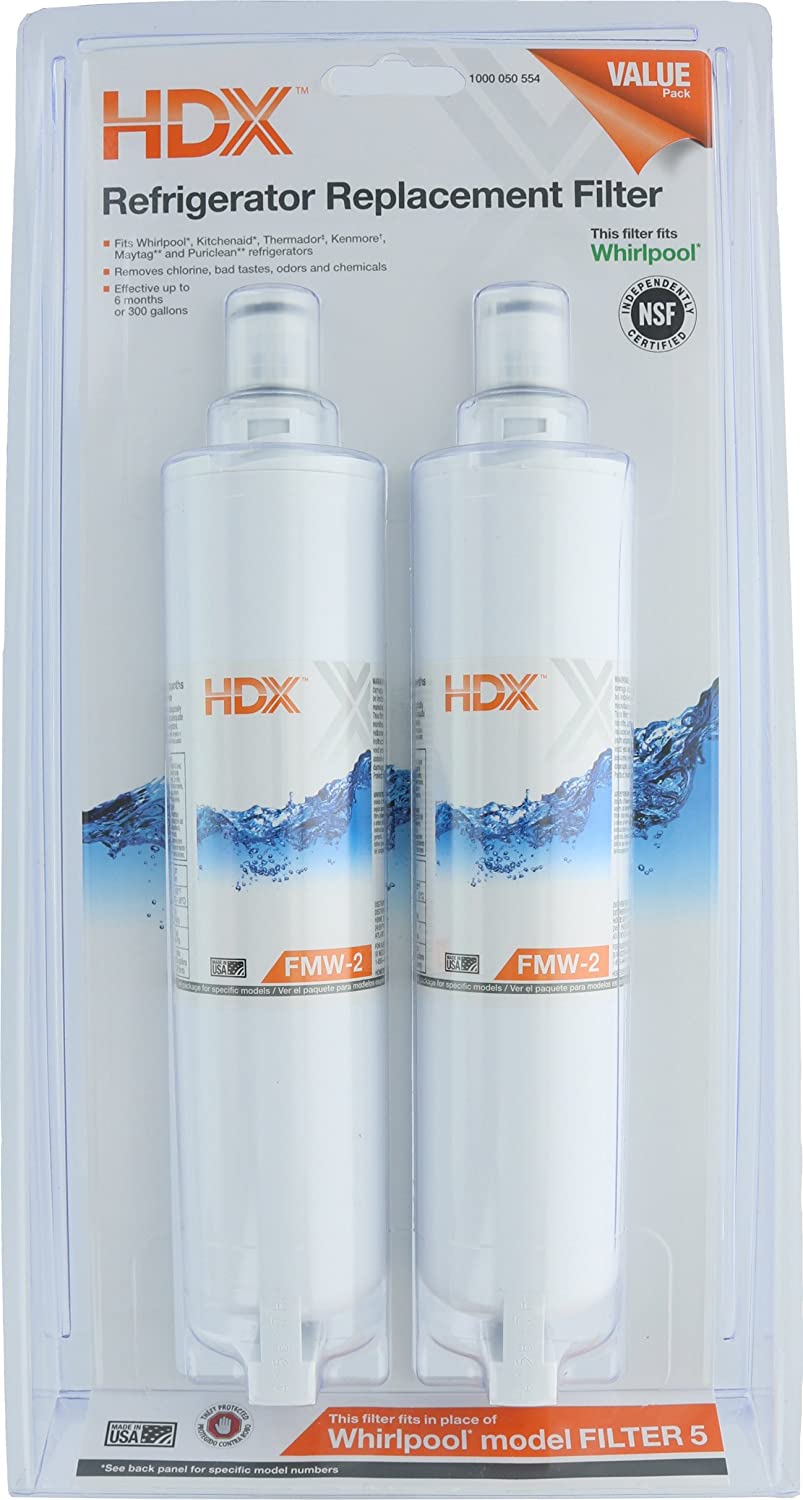 HDX FMW-2 Replacement Water Filter / Purifier for Whirlpool Refrigerators (2 Pack)