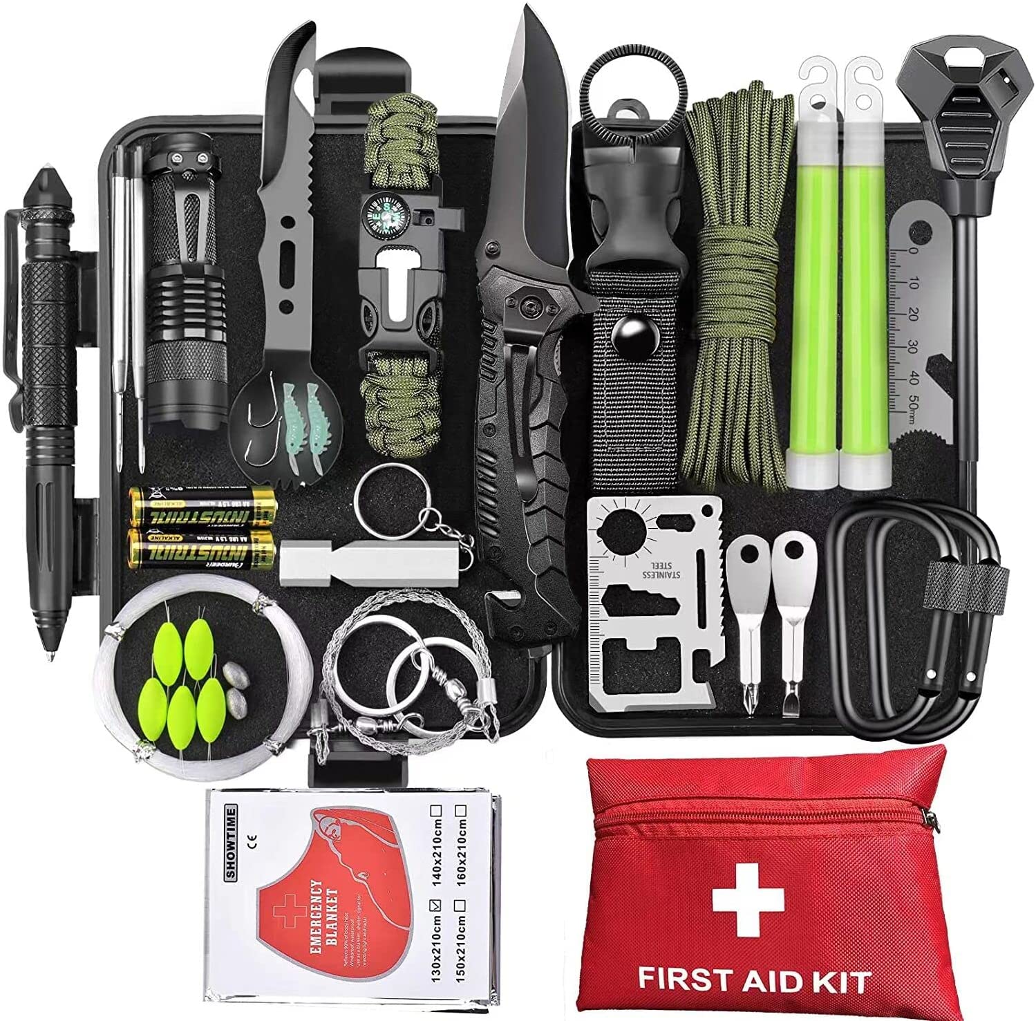 Survival Gear, Survival Gear and Equipment First Aid Kit 72 in 1, Survival Kits, Gifts for Men Dad Husband Fathers Day, Hiking Hunting Birthday Ideas for Women Him, Cool Gadgets, Camping Accessories