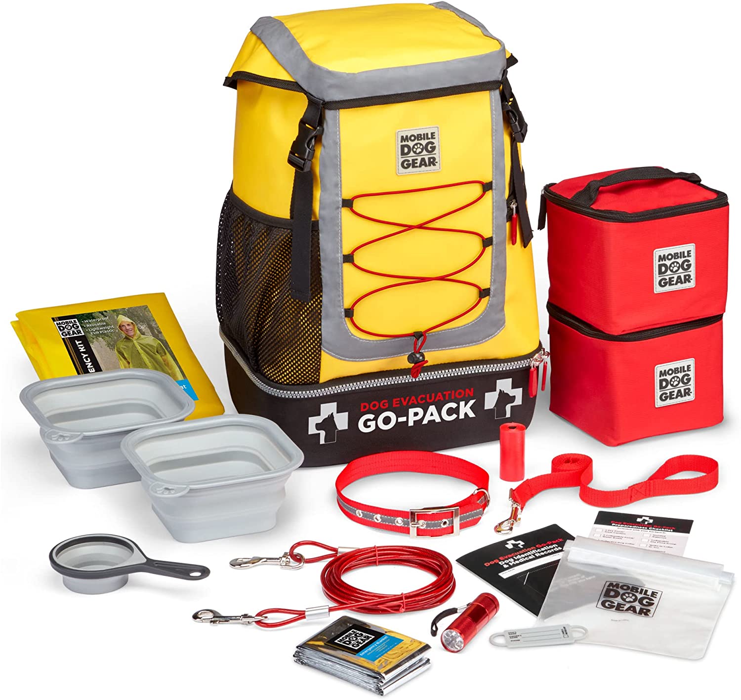 Mobile Dog Gear, Dog Evacuation Go-Pack – Deluxe Backpack Travel Bag + Emergency Supplies – 17 Pcs Bug-Out Survival Kit, Preloaded, Pet Emergency Kit for Disaster Preparedness (Small Dog)