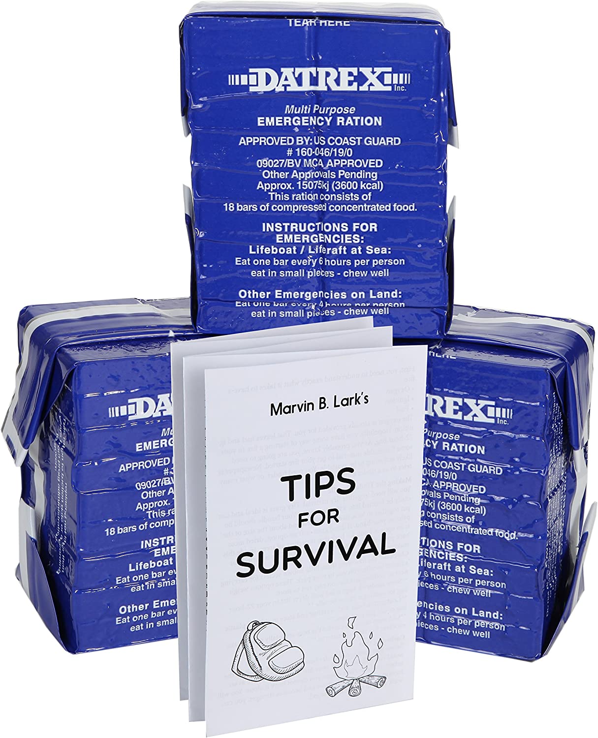 Datrex 3600 Calorie Emergency Food Bar for Survival Kits, Disaster Preparedness, Survival Gear, Survival Supplies, Schools Supplies, Disaster Kit 3 pack (WITH TIPS)