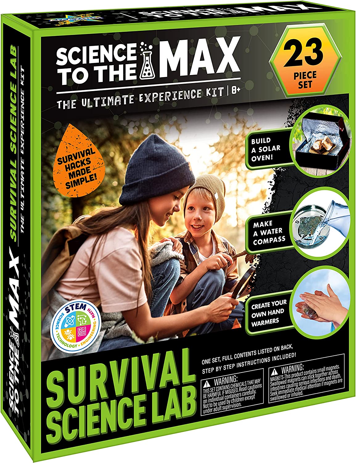 Be Amazing! Toys Survival Science Lab – Survival Kit for Kids – Educational Survival Camping Gear Experiments for Boys and Girls – Make Your Own Compass Survival Tool – Science Kits for Kids – Ages 8+