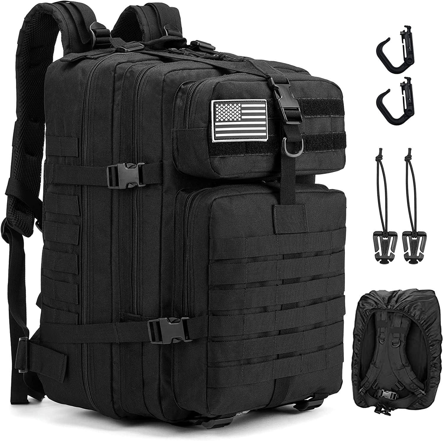 THYWD 45L Tactical Backpack Large Black Military Army Tactical Go Bug Out Bag Backpack 3 Day Assault Pack Molle Rucksack for Men And Women Outdoor Hiking Hunting Camping