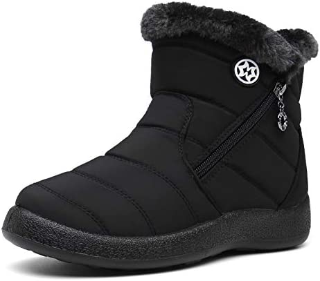Hsyooes Womens Warm Fur Lined Winter Snow Boots Waterproof Ankle Boots Outdoor Booties Comfortable Shoes for Women