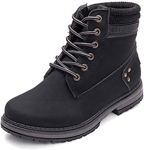 Athlefit Women’s Work Waterproof Hiking Combat Boots Lace up Low Heel Booties Ankle Boots