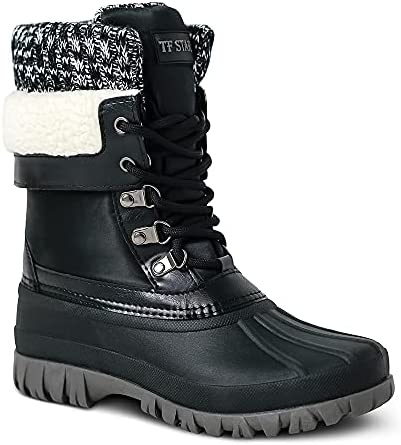 TF STAR Women’s Warm Boots,Lace up Boots,Mid Calf Winter Snow Duck Boots Bean Boots Shoes