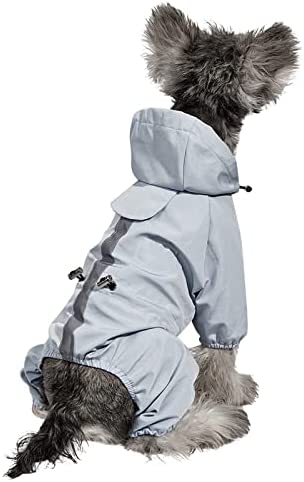 GILIGEGE Waterproof Adjustable Dog Raincoat Reflective Dog Rain Jacket with Hoodie Lightweight Dog Rain Coat Dog Poncho Slicker for Small Medium and Large Dogs Dog Umbrellas (Blue, M)
