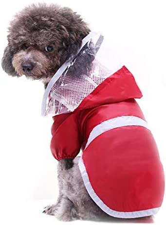 HongGun Pet Raincoat, Waterproof Dog Hooded Raincoats Reflective Breathable Safety Dog Rain Jackets Dog Rain Poncho Clothes for Medium Large Dogs (M)