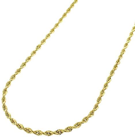 Verona Jewelers 10K Gold 1.5MM Diamond Cut Rope Chain Necklace for Men and Women- Braided Twist Chain Necklace, 10K Gold Necklace, 10 Karat Gold Chain, Sizes 16-30