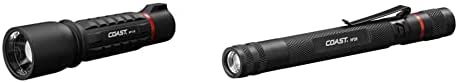 Coast XP11R Rechargeable Dual Power LED Flashlight, 2100 Lumens & COAST® HP3R 385 Lumen Rechargeable LED Penlight with Twist Focus™, Black