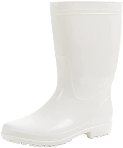 Comwarm Men’s Mid-calf Rain Boots Waterproof Anti-Slip Black PVC Adult Outdoor Work Rubber Boots