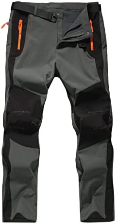 Men’s Snow Ski Hiking Pants Waterproof Windproof Fleece Lined Softshell Outdoor Snowboard Mountain Pants Zipper Pockets