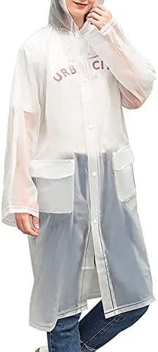 TOPTIE EVA Waterproof Raincoat with Pockets and Hood, Reusable Lightweight Poncho for Men & Women