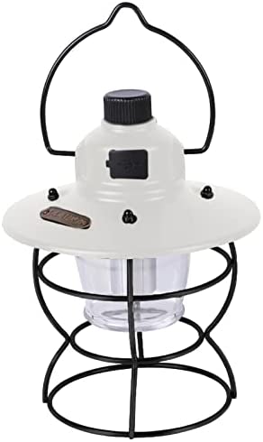 Remorui LED Camping Lantern, Super Bright Portable Survival Lanterns, Camping Lamp High Brightness Metal Retro Mini Hanging Camping USB Lamp for Outdoor White
