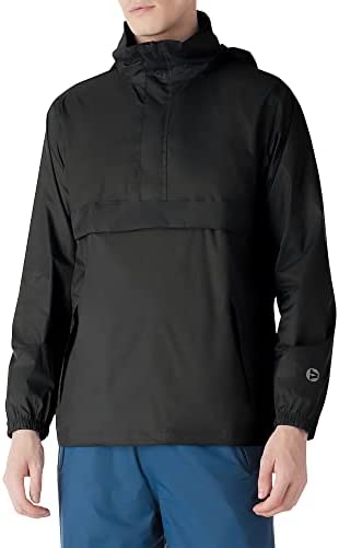 Outdoor Ventures Men’s Rain Jacket Waterproof Lightweight Packable Pullover Hooded Raincoat for Hiking Golf Running