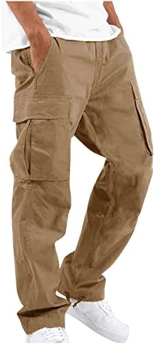 Cargo Pants for Men Relaxed Fit Causal Slim Beach Work Streetwear Khaki Baggy Pants with Zipper Pockets