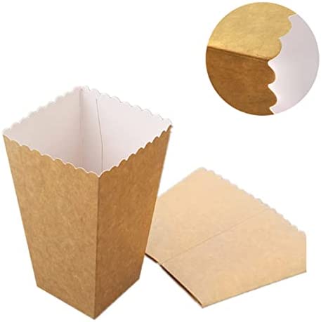 Your Heart 50pcs Paper Candy Cartons Popcorn Box Party Supplies White Popcorn Boxes Pop Corn Snacks Food Tub Wedding Birthday Supplies (Color : Brown)