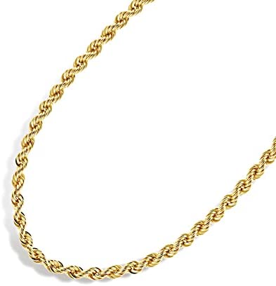 Jewelry Atelier Gold Chain Necklace Collection – 14K Solid Yellow Gold Filled Rope Chain Necklaces for Women and Men with Different Sizes (2.1mm, 2.7mm, or 3.8mm)