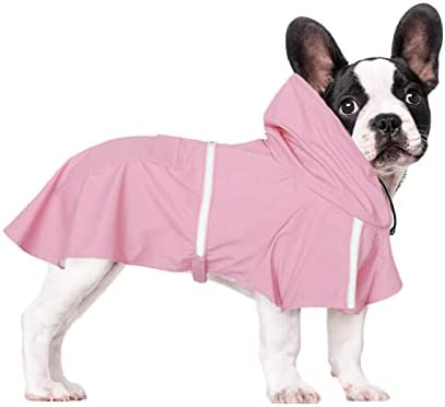 Dog Raincoat Rain Poncho Coat with Safety Reflective Strap, Waterproof Rain Jacket with Hood Leash Hole, Adjustable Slicker Rainwear for Medium Large Dogs Lightweight Breathable Pet Rain Clothes（Blue