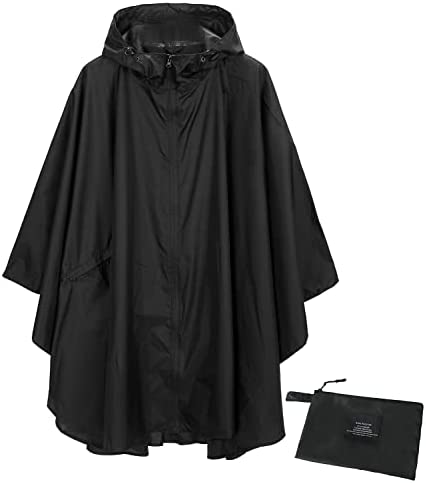 AIMLYXEE Waterproof Rain Poncho Lightweight Reusable Raincoat Jacket Coat Hooded with Pocket for Adult Outdoor Activities