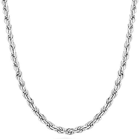 Miabella Solid 925 Sterling Silver Italian 2mm, 3mm Diamond-Cut Braided Rope Chain Necklace for Men Women, 925 Sterling Silver Made in Italy