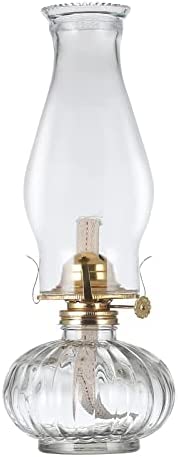 JCHHOME Large Glass Kerosene Vintage Oil Lamps for Indoor Use Decor Home Lighting Clear