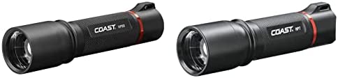 COAST® HP8R 1000 Lumen Rechargeable Pure Beam® Focusing LED Flashlight, Black & ® HP7 650 Lumen Focusing LED Flashlight with Slide Focus® and Beam Lock®, Black