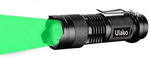 Ulako Single 1 Mode Zoomable LED 150 Yard Green Light Flashlight Torch for Fishing Hunting Detector