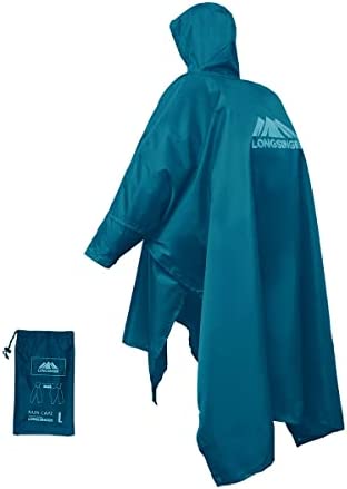 longsinger Rain Ponchos for Adults, Waterproof Rain Poncho with Adjustable Hood and Arms for Hiking, Hunting, Outdoor