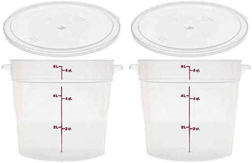 Cambro RFS6PP190 6 Qt Round Container Wirh RFSC6PP190 Translucent Lid (Pack of 2)