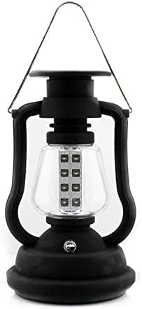NEREIDS NET LED Camping Lantern,LED Lamp High Brightness One-Key Start Retro Style Hang Lighting ABS Outdoor Hand-Crank Solar Powered LED Lantern for Hiking Black