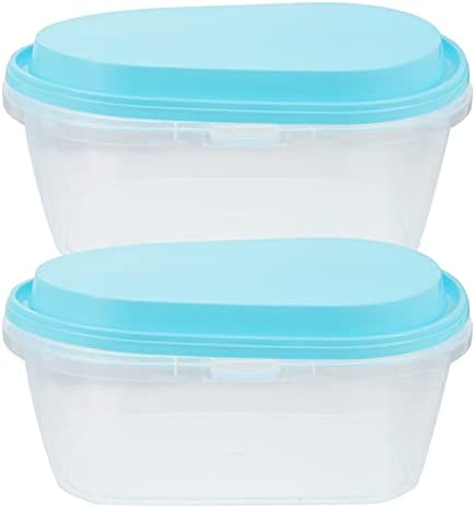 YARNOW 2pcs Ice Cream Storage Containers with Lids Homemade Ice Cream Tubs Oval Freezer Containers Storage Freezer Container Cake Boxes for Home Kitchen Blue