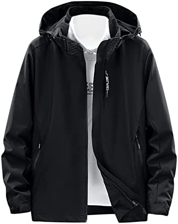 Waterproof Unisex Raincoat Poncho Mens Lightweight Rain Jacket Mens Winter Windbreaker Jacket Long Sleeve Zipper Pocket