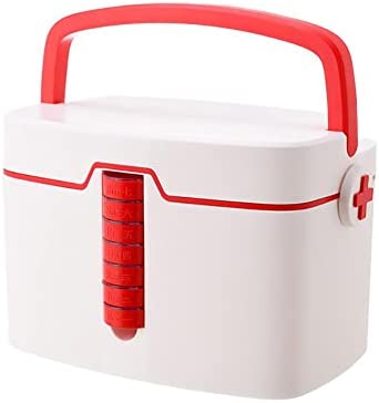 DITUDO Medical Storage Box, First Aid Box 2-Layer Large Medicine Cabinet for Home Outdoor (Color : Red)