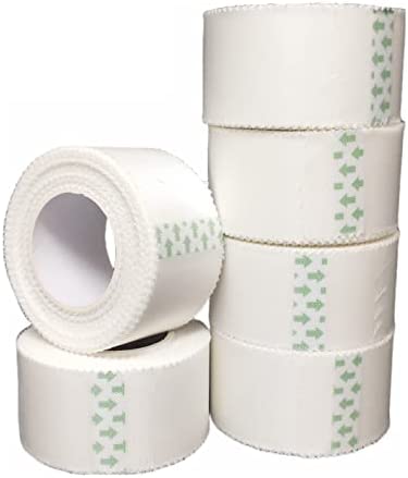 Cloth Medical First Aid Surgical Tape 1″ x 10 Yards [Pack of 6 Rolls] Lightweight Breathable Silk-Like Microporous Self Adhesive Latex Free Hypoallergenic Bandage and Wound Dressing Tape (6)