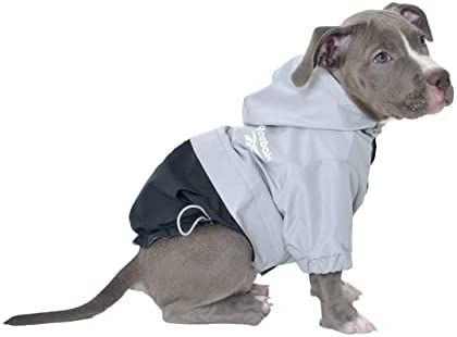 Reebok Dog Raincoat – Dog Coat with Hoodie, Waterproof Dog Rain Jacket for X-Small to Large Dogs, Adjustable Drawstring, Comes with Leash Hole, Premium Skin Friendly Lightweight Dog Rain Coat