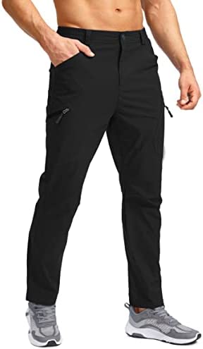 Pudolla Men’s Hiking Pants Waterproof Travel Cargo Pants with 7 Pockets Stretch for Golf Fishing Climbing