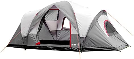 6 Person Family Camping Tents, Outdoor Double Layers Waterproof Windproof with Top Roof Rainproof Easy Set Up Camping Gear with Carry Bag XH