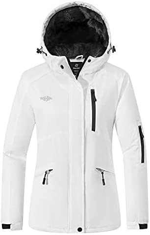 Wantdo Women’s Mountain Waterproof Ski Jacket Hooded Winter Snow Coat Insulated Parka Fleece Rain Jacket