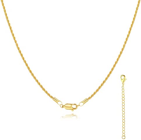 STAYLOVE Gold Twist Rope Chain Necklace for Men 14K Gold Plated Mens Necklace Chain Dainty Jewelry Choker Necklace for Women Girls, 18”