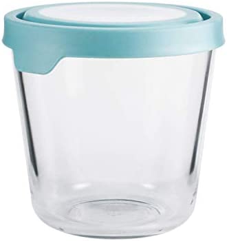 Anchor Hocking TrueSeal Glass Food Storage Containers with Airtight Lids, 3.5 Cup (Individual), Mineral Blue