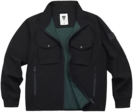 TH TYTHERLESS – Libra Jet Black Men’s Jacket,Softshell Coat,Specially Tailored Bonded Fabric And Chest 3D Pocket Styling
