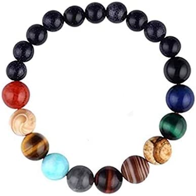 Christmas Natural Stone Solar System Bracelet Gifts for Women Girls, Adjustable Solar System Eight Planet Themed Natural Unquie Stone Beaded Bracelet Rope,Colorful Bracelet Xmas Holiday Gifts