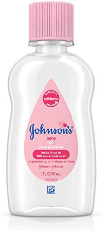 Johnson’s Baby Oil, Pure Mineral Oil to Prevent Moisture Loss, Hypoallergenic, Original 3 fl. oz