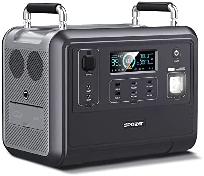 SPOZER Portable Power Station 1200W (2400W Peak), Solar Generator with 1.5hrs Fast Charging, UPS Supply, DC/USB/PD/AC Outlets, 960Wh LiFePO4 Battery Portable Generator for Camping, RVs, Home Backup