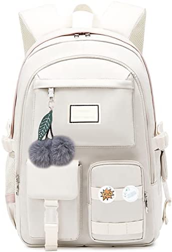 Lmeison Backpack for Girls Waterproof, Cute College Bookbag Black School Bag for Elementary School Middle School, 15.6in Laptop Backpack Anti Theft Travel Daypack for Women Teens Teenage Kids