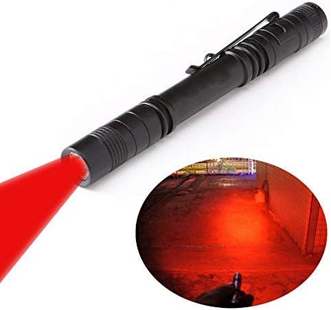 Type Red Light Penlight Flashlight One Mode Red Light Pen Light for Camping Hiking Animal Protecting Beekeeping Detecting Astronomy Aviation Night Vision.