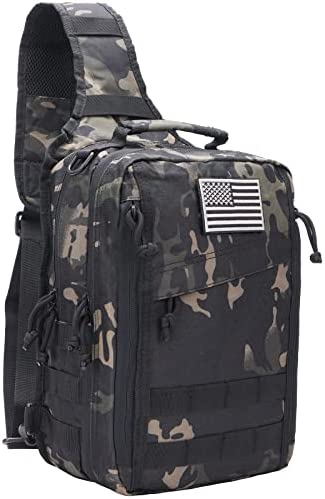 BOMTURN Tactical Sling Bag for Men Tactical Shoulder Bag 1000D Nylon CCW Bags Military Bag Gun Range Bag with Holster