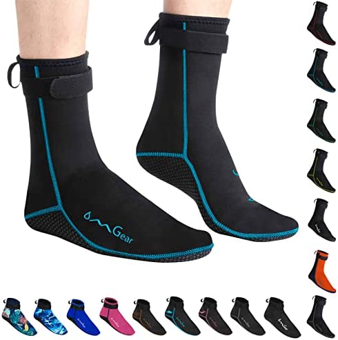 Water Socks Neoprene Socks Beach Booties Shoes 3mm Glued Blind Stitched Anti-Slip Wetsuit Boots Fin Swim Socks for Water Sports Outdoor Activities
